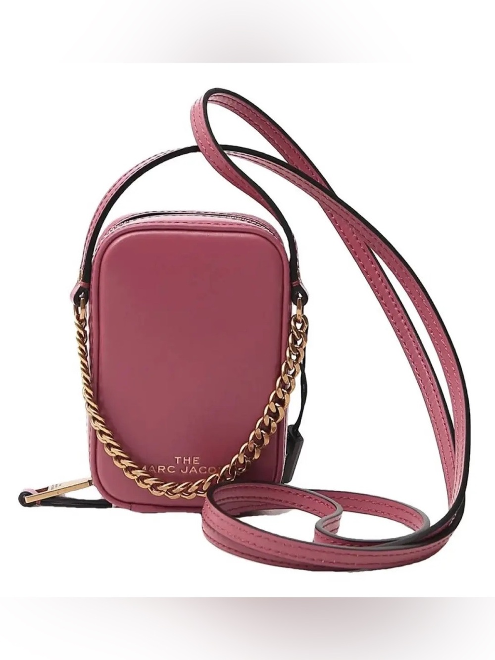 $295 NWOT Marc Jacobs Rose Pink Santa Fe Red Leather Mini Vanity Crossbody Bag